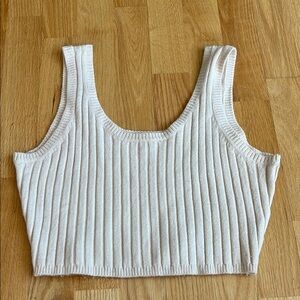 Women's Cream Ribbed Tank Top